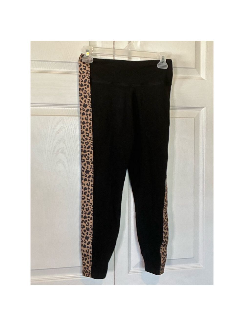express Black Yoga Pants with Animal Print Stripe on the side